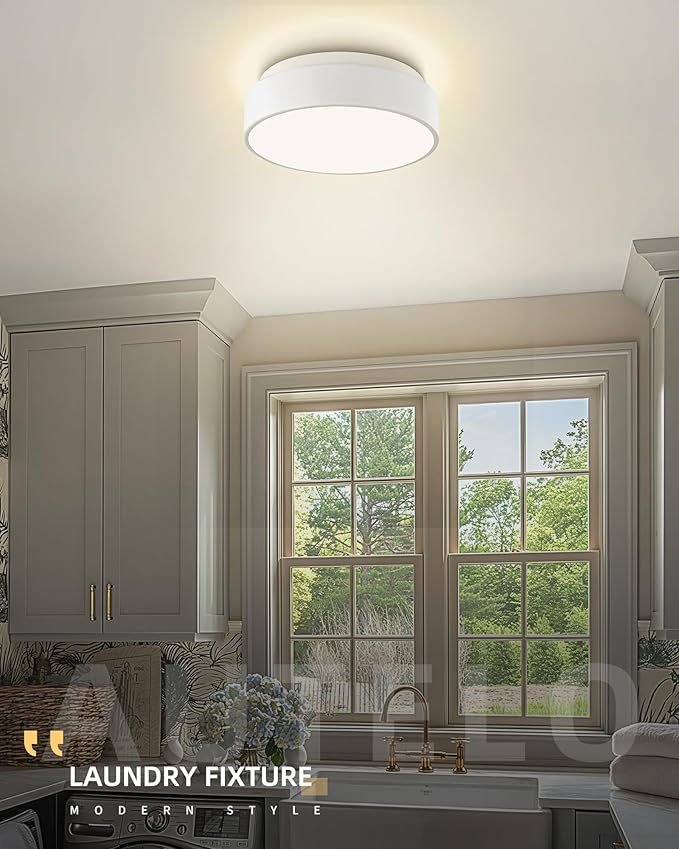 AUTELO 12" Ceiling Light, Modern Flush Mount Ceiling Light with Frosted Glass in Matte White Finish, White Light Fixtures Ceiling Mount for Bedroom, C3312 WH E26