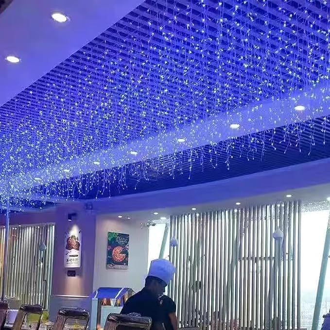 GTSYDING LED Icicle Lights, 16.4FT 216 LEDs 8 Modes Window Curtain Extendable Fairy Christmas Ceiling Dangling Hanging Twinkle Memory Lights for Decorations Outdoor Indoor Cool White, 5M