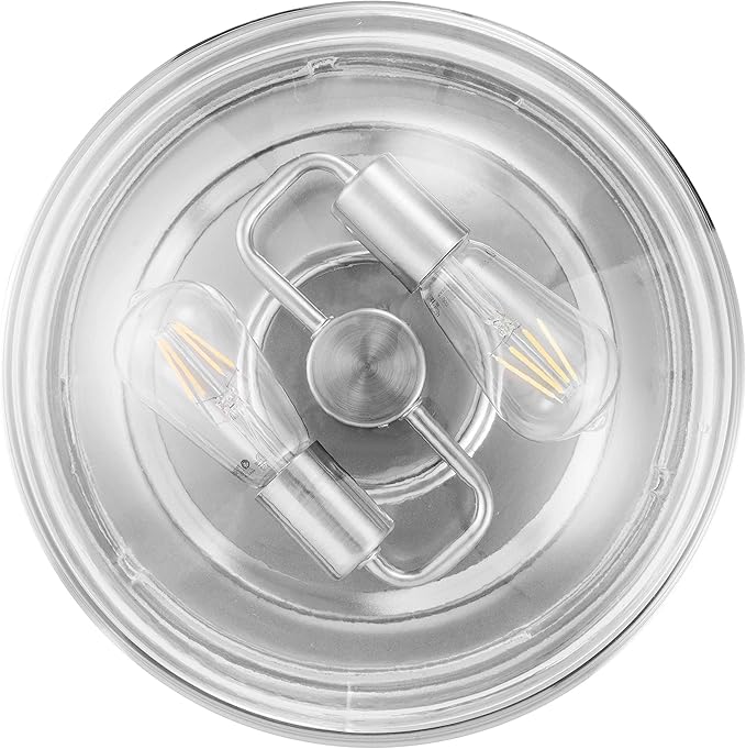 Prominence Home Madalyn 13" Brushed Nickel Flush Mount Seeded Round Glass Ceiling Light - 51542-01