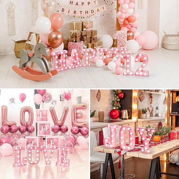 Pink Light Up Marquee Numbers, Glitter LED Number Lights Signs Battery Operated for Girls 9th 19th 29th Pink Birthday Party Table Decorations, 8 Inch Tall Number 9 with Cool White Lights
