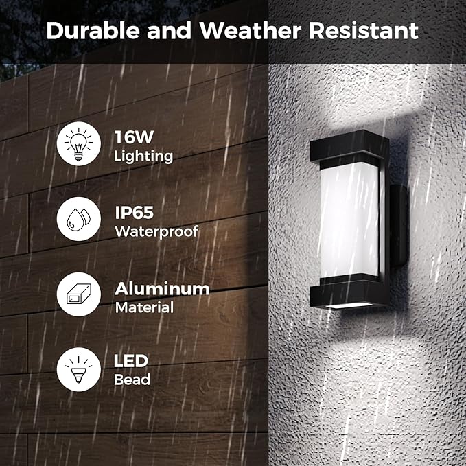 XMCOSY+ Outdoor Wall Lights, 2100LM Smart LED Porch Lights Outdoor, RGBCW Exterior Lighting Sconce, Wi-Fi Control, Compatible with Alexa, IP65 Waterproof, 1 Pack