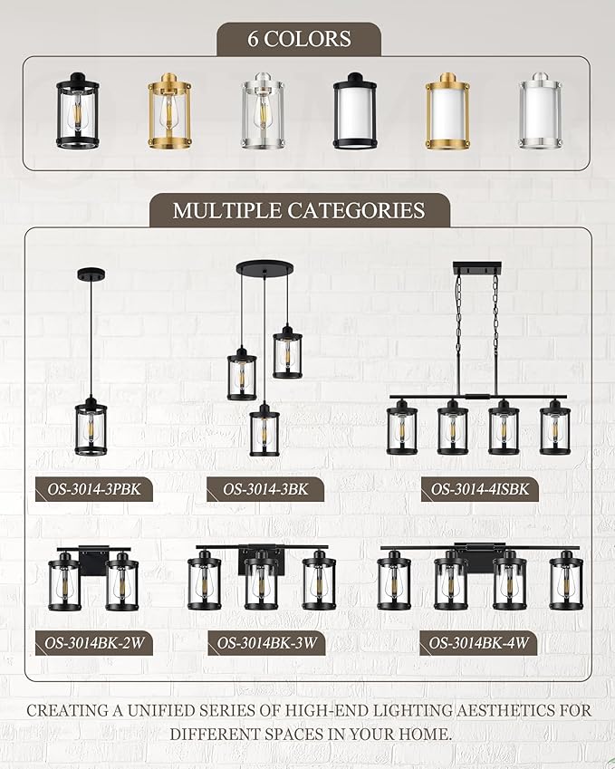 Black Pendant Lights Kitchen Island, 1-Light Modern Mini Hanging Light Fixtures with Clear Glass, Farmhouse Kitchen Pendant Lighting Over Island for Sink Dining Room, OS-3014-1PBK