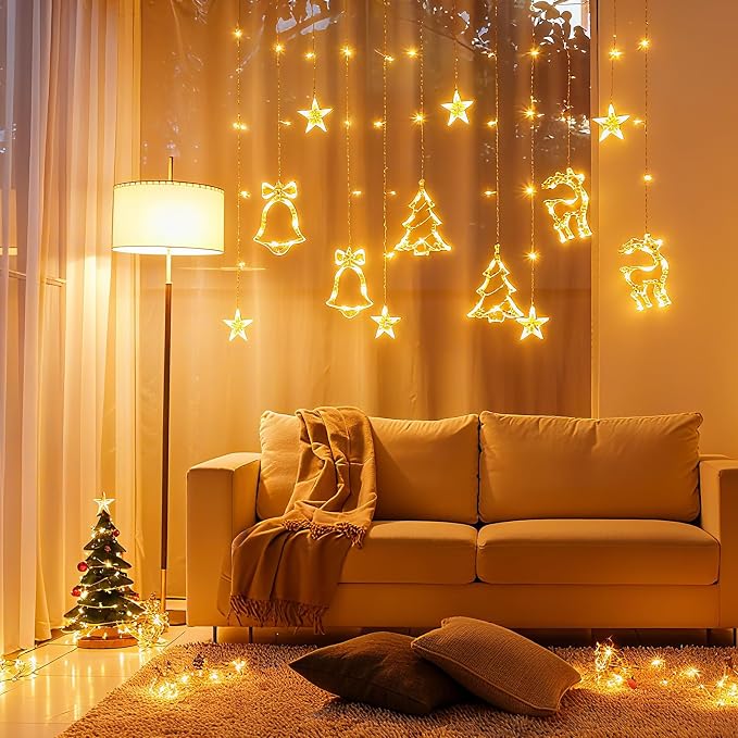 Curtain String Light Decorations 11.48FT Connectable Warm White Hanging Home Lamp USB Powered Fairy Light Indoor/Outdoor for Family Party Decor
