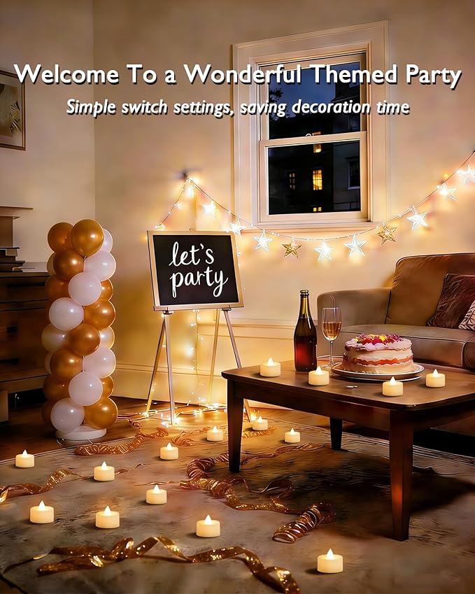 Amagic 12/24/50/100/150 Pack Battery Operated Tea Lights Candles, Fake Tealights Candles, Flameless LED Tea Lights for Halloween, Wedding, Votive, Festival, Table Decor(12 Pack, Warm White)