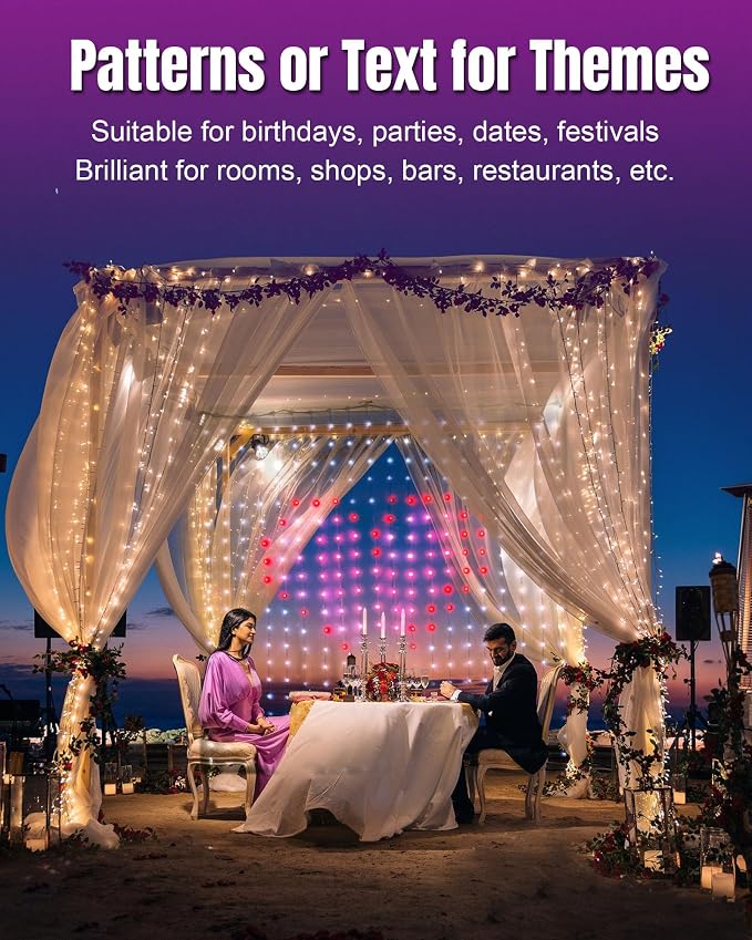IC ICLOVER Smart Curtain Lights, 6.6FT 400 LED Color Changing Curtain Lights with APP & Remote Control, DIY Hanging Fairy String Lights for Bedroom Backdrop Wall Outdoor Patio Christmas Decor