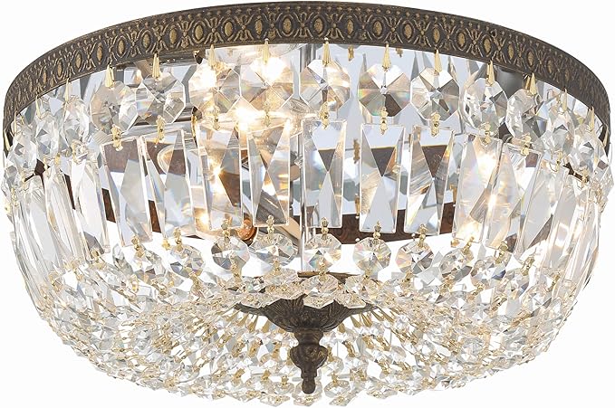 Crystorama 3 Light Spectra Crystal English Bronze Flush Mount