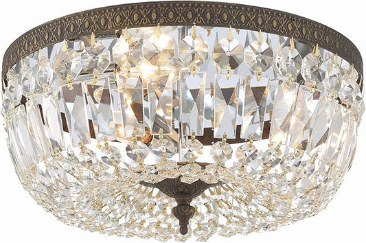 Crystorama 3 Light Spectra Crystal English Bronze Flush Mount