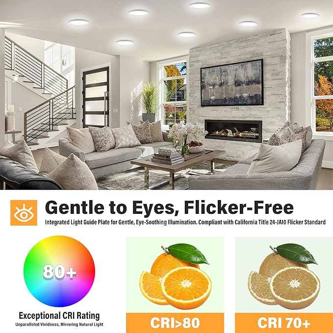 ETL Certified 5 inch Flush Mount Ceiling Light Dimmable,5000K White LED Ceiling Light Ultra Thin Round Flat Panel Ceiling Lights for Bedroom, Bathroom,Kitchen, Hallway,Basement,Closet, 3 Pack