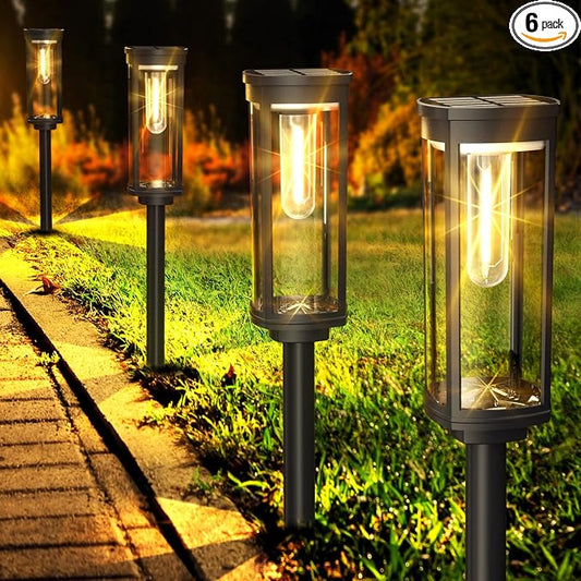 COXSENI Solar Pathway Lights Outdoor 6 Pack, Bright Solar Path Lights Outside Waterproof, Walkway Light Solar Powered Landscape Lights for Driveway Lawn Patio Sidewalk Yard