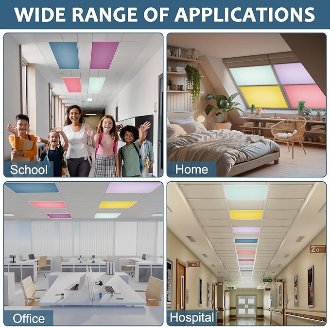 QOUBAI 12PCS Fluorescent Light Covers, 4 x 2 Feet Magnetic Light Cover Fluorescent Lights Shade Panel Positive Inspirational Ceiling Lights Filters for Office Classroom Drop Ceiling Purple Colorful