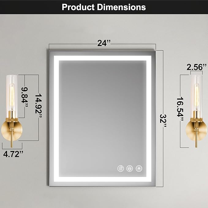 Gold Bathroom Light Fixtures Over Mirror, Hardwired Vanity Lights Set of 2 with Knurled Texture, Brushed Gold Wall Sconces with Clear Glass Shade, Modern Industrial Bathroom Lighting for Bedroom
