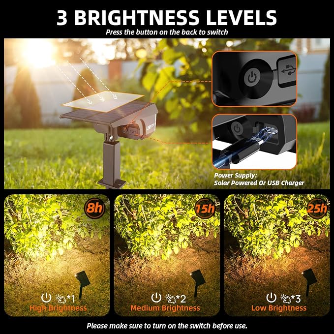LEREKAM Solar Spot Lights Outdoor Landscape Light, 40 LEDs Solar Landscape Spotlights Outdoor Waterproof Auto On/Off Garden Lights, Outdoor Solar Lights for Yard Palm Tree Driveway Patio Pool