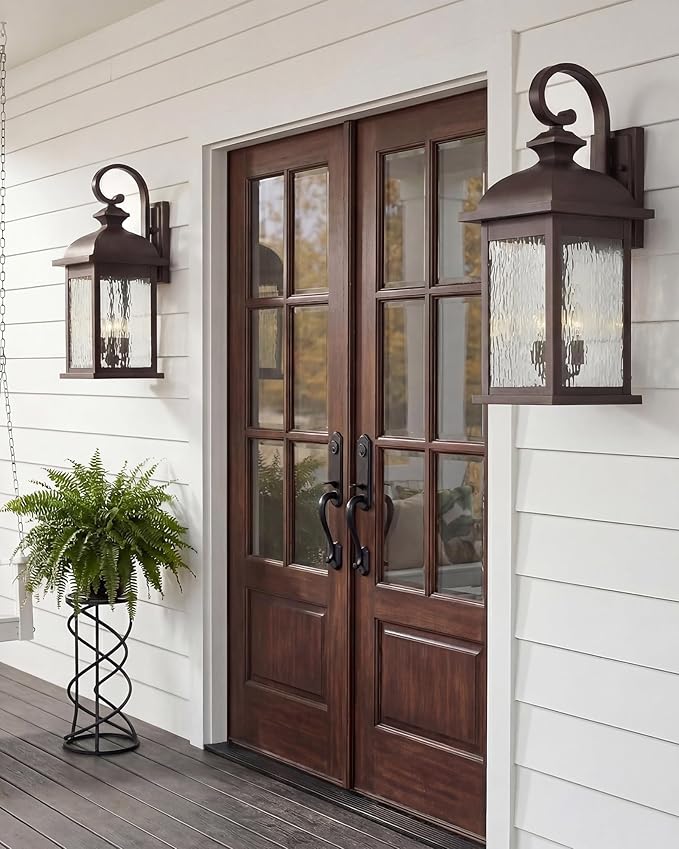 FEMILA 26" Outdoor Wall Sconce, Large Exterior Lighting Fixtures, 3-Light Outdoor Wall Lantern Porch Lights for Patio, Garage, Doorway, ORB Finish, E12 Base, 4FD54B-L ORB-WP