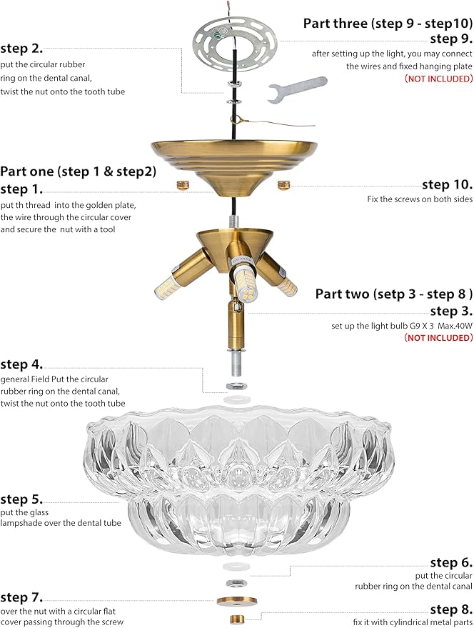 Semi Flush Mount Ceiling Light,11IN Vintage Gold Hallway Lights Fixture,3-Bulb Globe Clear Glass Close to Ceiling Light for Bathroom, Hallway, Dining Room,Bulb Not Included