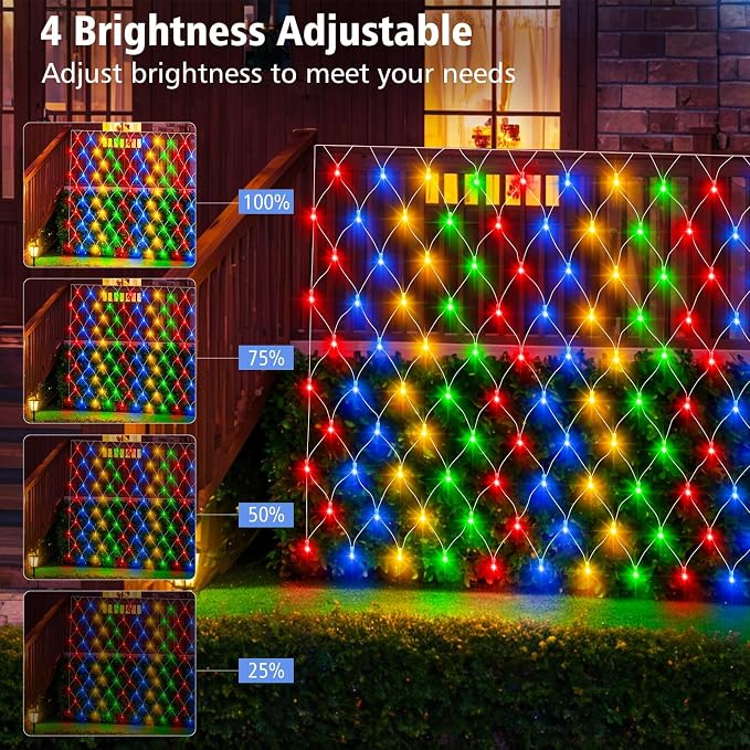 echosari Christmas Net Lights Battery Operated, Dual Color Changing 100 LED Bush Net Lights 5Ft x 5Ft Mesh Light with Remote for Wedding Garden Backyard Decor (Warm White & Multicolor)