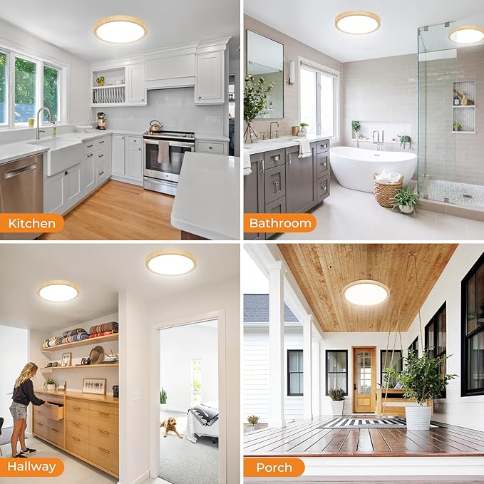 slochi 12Inch Flush Mount Ceiling Light Fixtures -3000K-4000K-6500K Flat Led Lights for Room Ceiling,Ultra Thin Round White Ceiling Lights for Living Room,Bedroom,Kitchen,Bathroom