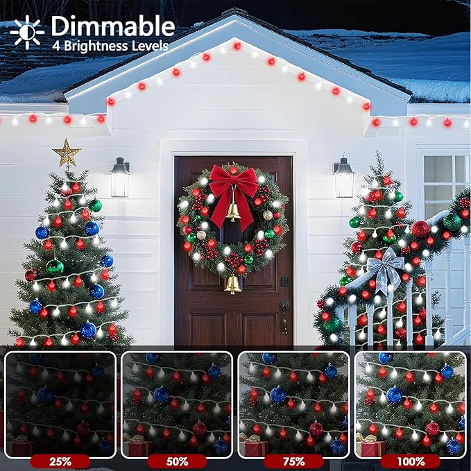 43FT 100LED Connectable Globe String Lights Indoor Outdoor - Red and White Fairy Lights Plug in with Remote & 8 Lighting Modes, Twinkle Light for Bedroom Decorations Girl's Room Classroom Party