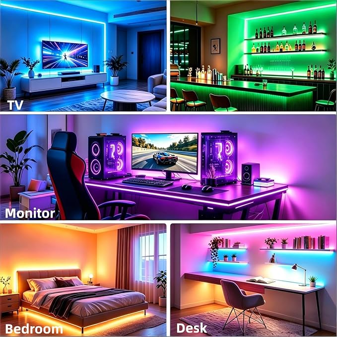 MORIACC LED Lights for TV, 13.1ft Behind TV Backlight for 32-65 Inch TV, Music Sync Strip Lights with APP and Remote Control, USB Powered for Gaming Bedroom Home Decor