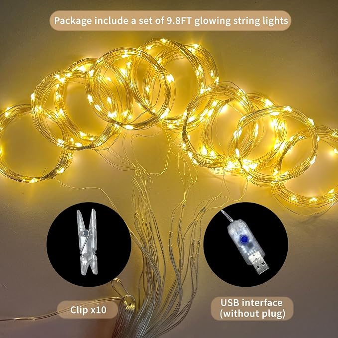 20×10ft White Tulle Backdrop Curtains with Lights String for Wedding Parties Sheer Backdrop Curtain Backdrop for Engagement Bridal Baby Shower Birthday Party Home Decoration 5ft×10ft, 4 Panels