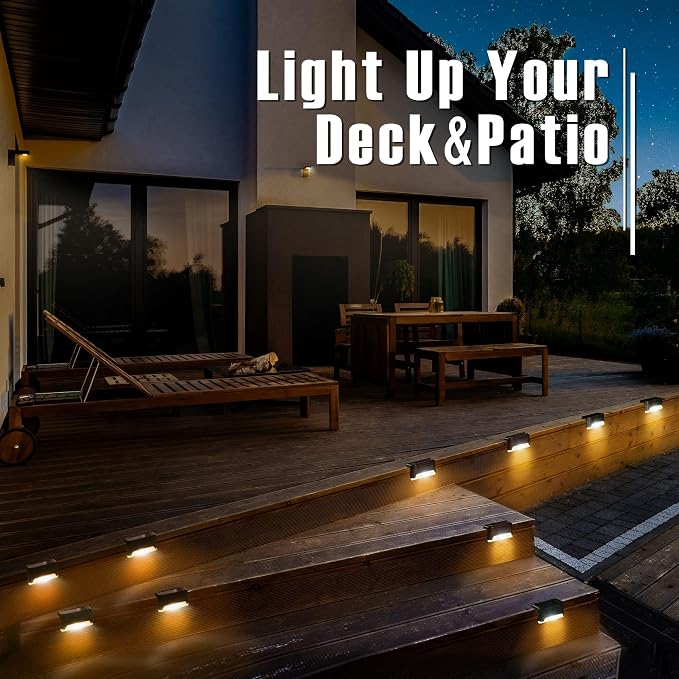 PATIOWIN Solar Step Lights 20 Pack, Solar Powered Deck Lights of Waterproof LED for Stairs, Fence, Yard, Patio, and Pathway (Warm White)