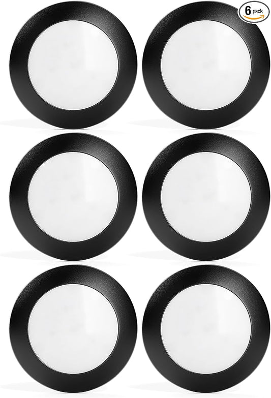 Flush Mount Ceiling Light, Hallway & Bedroom Light Fixture, 16.5W (120W Equivalent), 120V, 5000K, Bronze Trim, ETL, 7.5" Diameter - 6 Pack (Bright White)