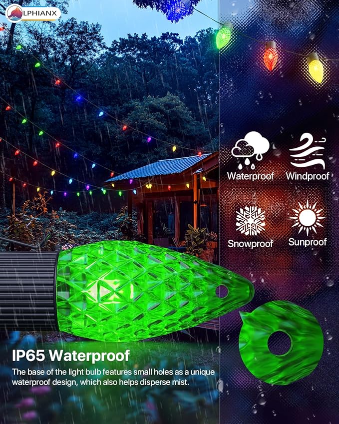 Smart C9 Christmas Lights Outdoor, 100FT 150 LEDs, APP Remote Controlled RGB String Lights with 80+ Modes Color Changing DIY Chasing Xmas Waterproof String Light for Patio Xmas Decor