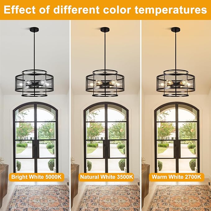 18" Black Chandeliers for Dining Room, 6-Light Farmhouse Pendant Light Fixtures, Industrial Hanging Pendant Lights Fixture for Kitchen Island Dining Room Living Room Bedroom Hallway Entryway