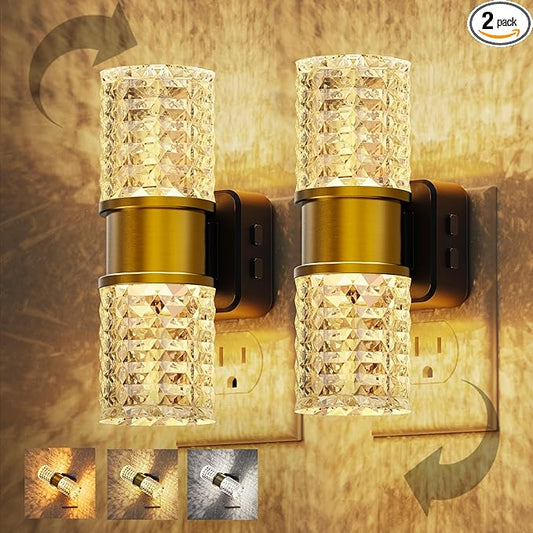 L LOHAS LED Night Light,Modern Night Lights Plug into Wall,2 Pack Amber-3000K-5000K Adjustable Color Temperature Night-Light,Dimmable Nightlights with Dusk to Dawn Sensor for Rooms Bathroom Hallway