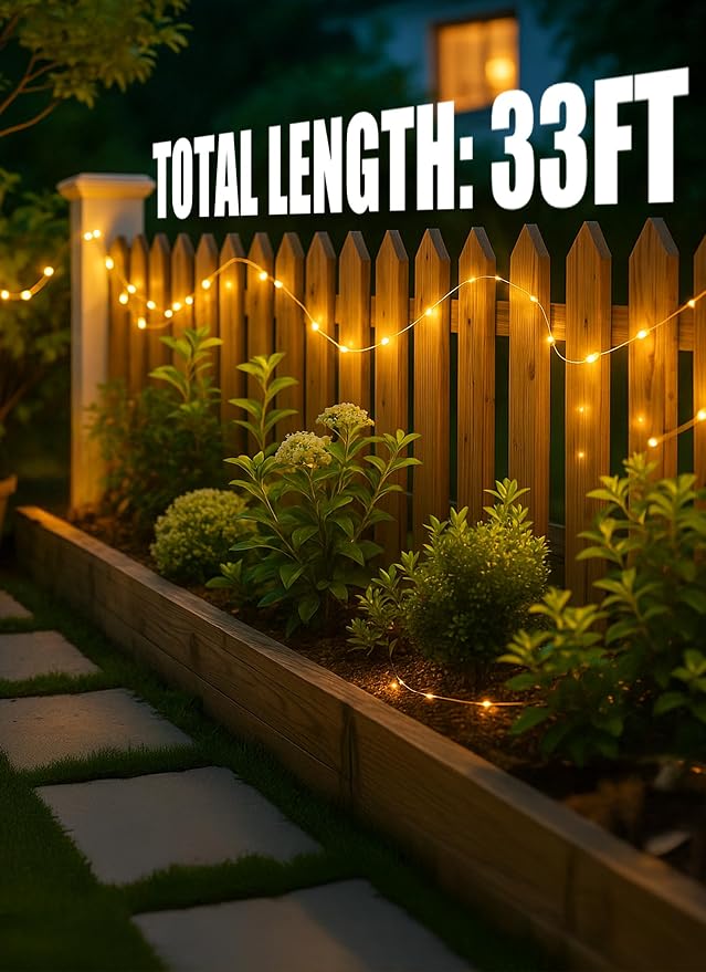 Brightown Outdoor Solar String Lights, 6 Pack 33Feet 100 Led Solar Powered Fairy Lights with 8 Modes Waterproof Decoration Copper Wire Lights for Patio Yard Trees Christmas Wedding Party (Warm White) | IP65 Waterproof Solar Fairy Lights with 8 Modes, T...