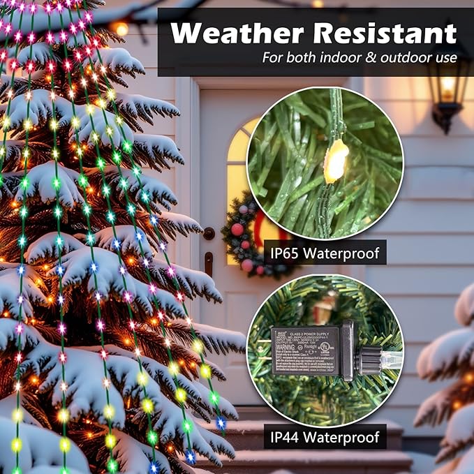 ROSE ME 200 LED Christmas Tree Lights, 6.6ft x 10 String Christmas Lights for Tree, Indoor & Outdoor, with App & Remote Control, Multicolor, DIY Modes, Music Sync, Waterproof, Easy Installation