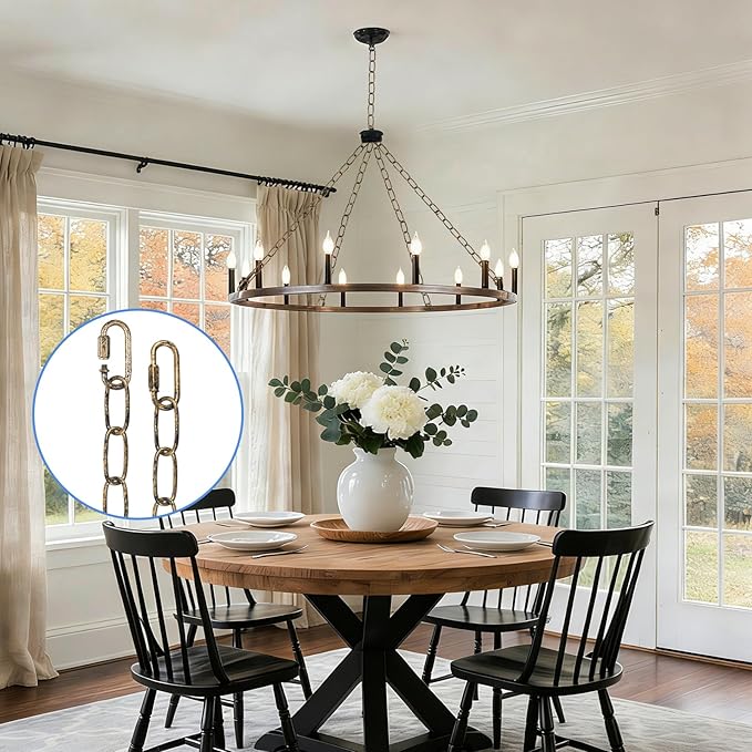 garini 6 Feet Aged Gold Light Fixture Chain, Adjustable Metal Pendant Chandelier Chain Extension with Detachable Link, Maximum Load is 66 Pounds