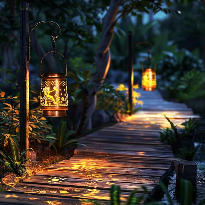 Homemory Solar Lanterns Outdoor Waterproof Fairy Lights Garden Decor, Birthday Gifts for Women Mom Grandma, LED Hanging Solar Lights for Yard, Patio, Backyard, Porch, Lawn
