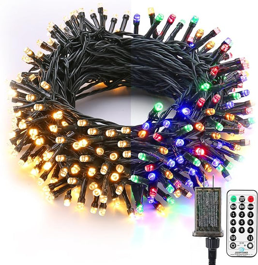 Brizled Christmas Lights, 65.67ft 200 LED Color Changing Tree Lights 11-Function Warm White & Multicolored Christmas Lights Remote, Connectable Mini Lights Set Decorative Lights String for Xmas Party