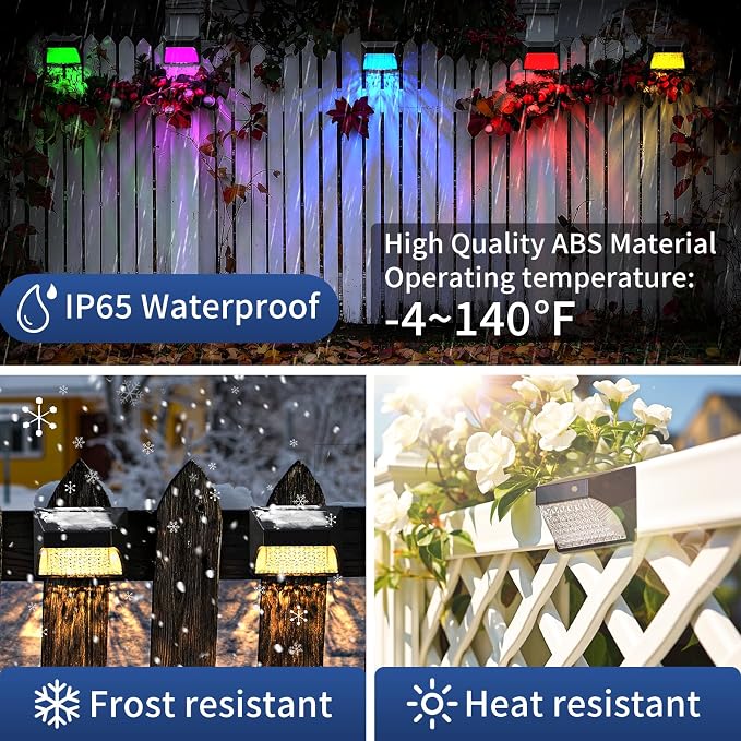 Tadyreal Solar Fence Lights Outdoor Waterproof Ip65, 10 Lighting Modes Fence Lights Solar Powered with 15 Bright Led Lens, Backyard Light Outdoor for Deck Railing Step Pool Patio Wall - 16 Pack