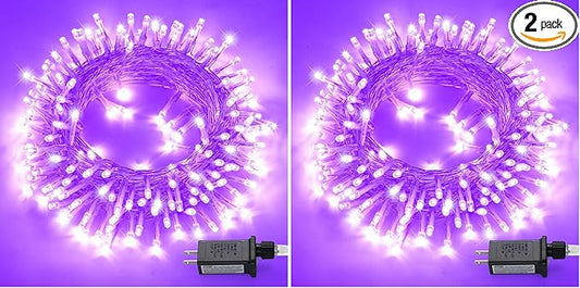 JMEXSUSS 150 LED Purple Christmas Lights Indoor, 8 Modes Connectable String Lights Outdoor Waterproof, 59FT Purple Twinkle Fairy Light for Tree Party Bedroom Home Christmas Decorations (Pack of 2)