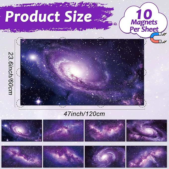 8 Pcs Fluorescent Light Covers with 80 Magnets Decorative for Classroom Ceiling Light 4 x 2 Feet Magnetic Light Cover Filter Easy Install for Office Hospitals & Home Drop Ceiling Supplies (Purple sky)
