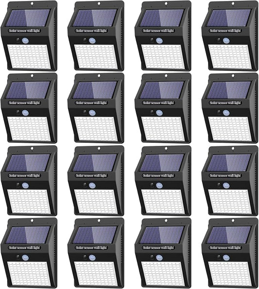 16 Pack Solar Lights Outdoor, 3 Modes/100LED Wireless IP65 Waterproof Solar Motion Lights Outdoor for Front Door, Backyard, Garage, Deck