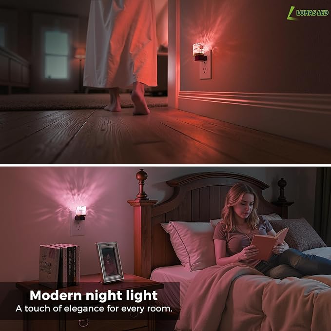 L LOHAS LED Night Light, Night Lights Plug into Wall with 10 Color Change RBG Nightlight Plug in Wall, Built in Dusk to Dawn Sensor for Hallway, Bathroom, Rooms