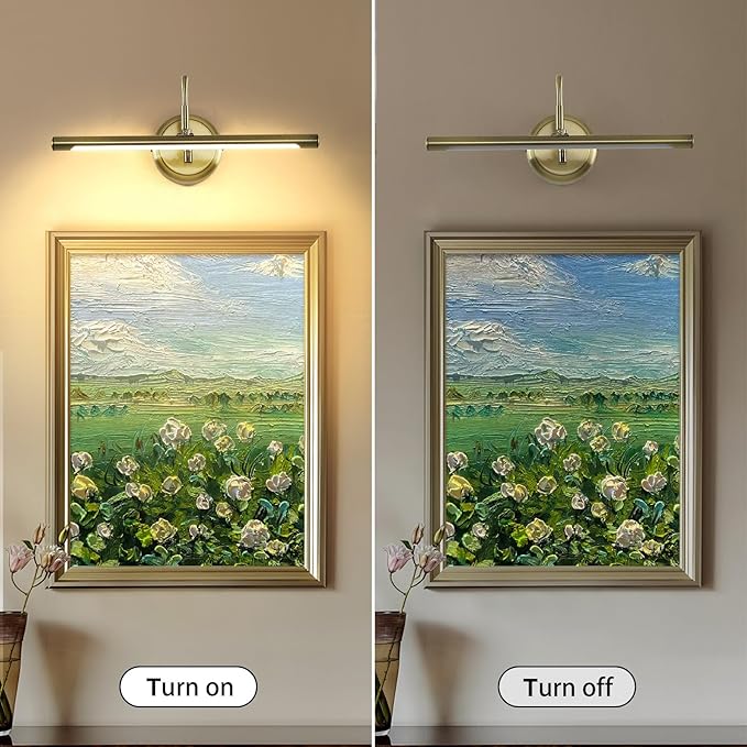 JOOSENLUX Modern LED Picture Lights Fixtures,Art Decor Metal Artwork Mini Accent Spotlights 16.54" Inch,7W(45W Eqv.),Natural White 3000K,Hardwire Swing Arm, Antique Bronze Finish