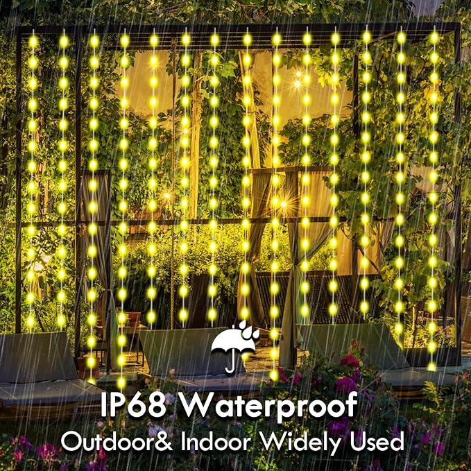 Smart Curtain Lights RGB Color Changing Christmas Curtain Lights, USB Powered with Remote/APP Control Curtain String Lights Waterproof for Backdrop,Bedroom,Window,Patio,Wedding,Decoration (8Ft x 6Ft)