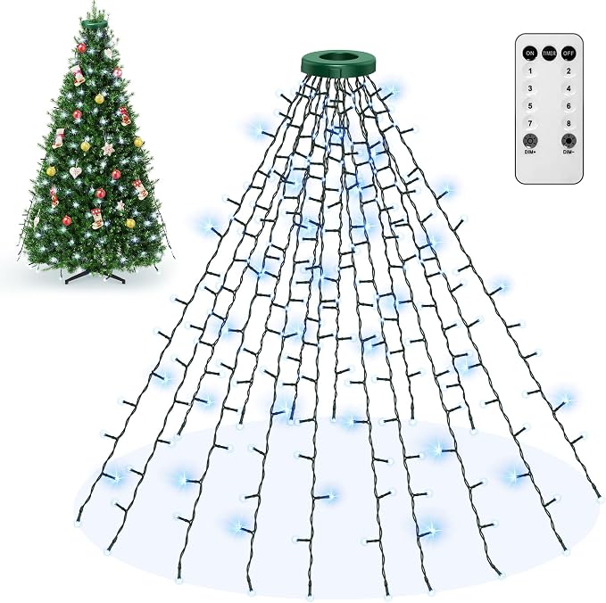 Christmas Trees Lights - 400 LEDs Tree Twinkle Lights for Christmas Tree,6.6FT x 16 String Xmas Decorations Lights Fairy Tree Light 8 Mode for Xmas Fir Pine Party Decoration White