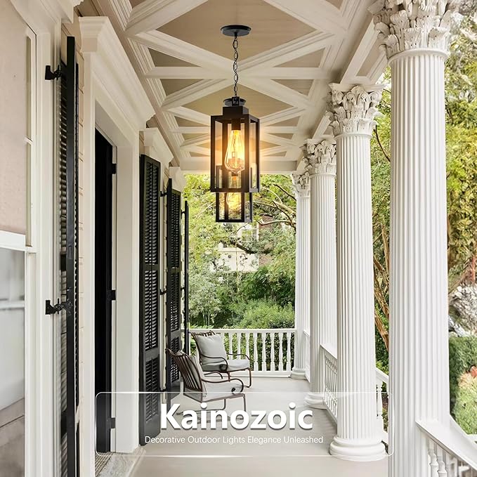 Outdoor Pendant Light Fixture Waterproof Outdoor Hanging Porch Light Anti-Rust Exterior Hanging Outdoor Lantern for Porch Yard Front Door Garage Balcony Patio Garden - 2 Pack