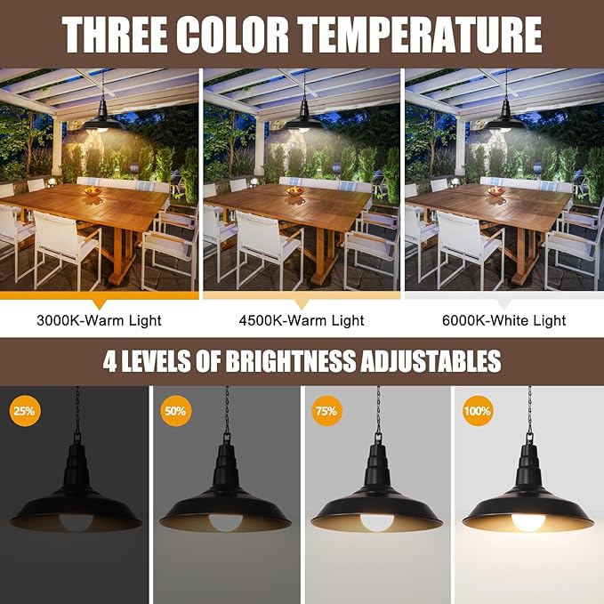 1 Pack Black Battery Operated Hanging Outdoor Chandelier, Rechargeable Portable Wireless Pendant Lights with Remote, Battery Powered Hanging Lamp Lantern for Indoor Outdoor Porch Patio Gazebo
