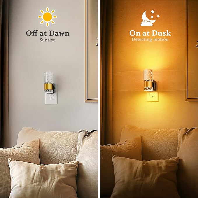 JandCase Night Light, Automatic Night Lights Plug into Wall, Dimmable LED Night Light with Adjustable Brightness, Night Lights Plug in with Auto Light Sensor, Amber for Bathroom Hallway Decor-1 Pack