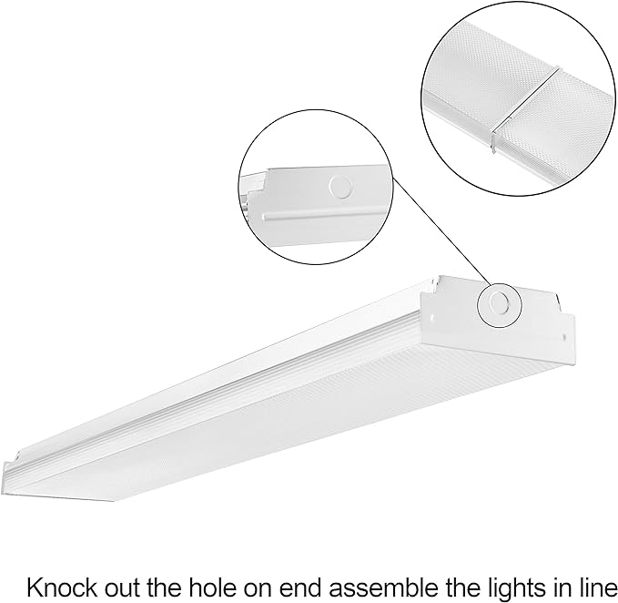 FAITHSAIL 4FT LED Wraparound 40W 4 Foot LED Shop Lights for Garage, 4400lm 4000K Neutral White, Wrap Light, 48 Inch Light Fixtures Flush Mount Office Ceiling Lighting, Fluorescent Tube Replacement