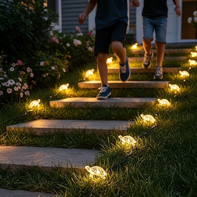 Solar Lights Outdoor, 30 LEDs Turtle String Light, 30 ft Waterproof Patio Landscape Lighting, Garden Decor for Yard, Warm White
