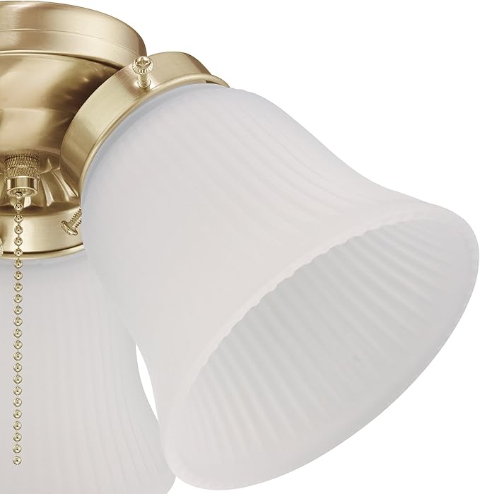 Westinghouse 7784500 Three-Light Led Cluster Ceiling Fan Light Kit, Polished Brass Finish with Frosted Ribbed Glass , Polished Brass