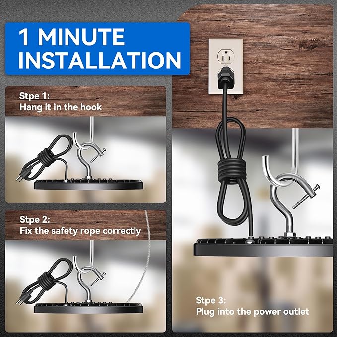 6 Pack UFO Led High Bay Light 150W(600W MH/HPS Equiv.), 21000lm, 5000K High Bay Led Lights with 5' Cable US Hook, IP65 Waterproof Commercial Lighting Fixture for Warehouse Workshop Barn Factory