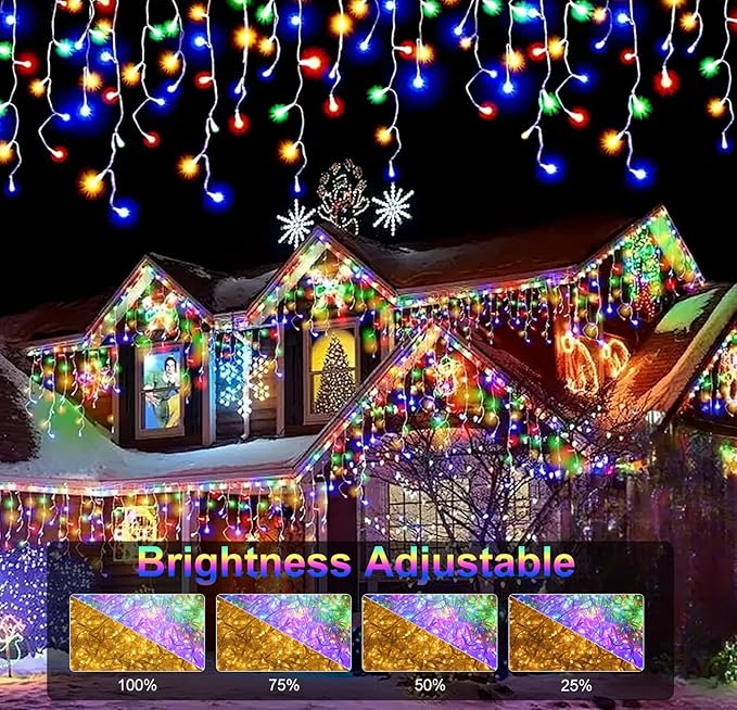 LED Icicle Lights for Outdoor Christmas Decorations,66Ft 800 LEDs Color Changing Christmas Fairy Light,APP & Remote Control,17 Lighting Modes,Plug in RGB hanging Curtain Lights for Xmas Party Wedding