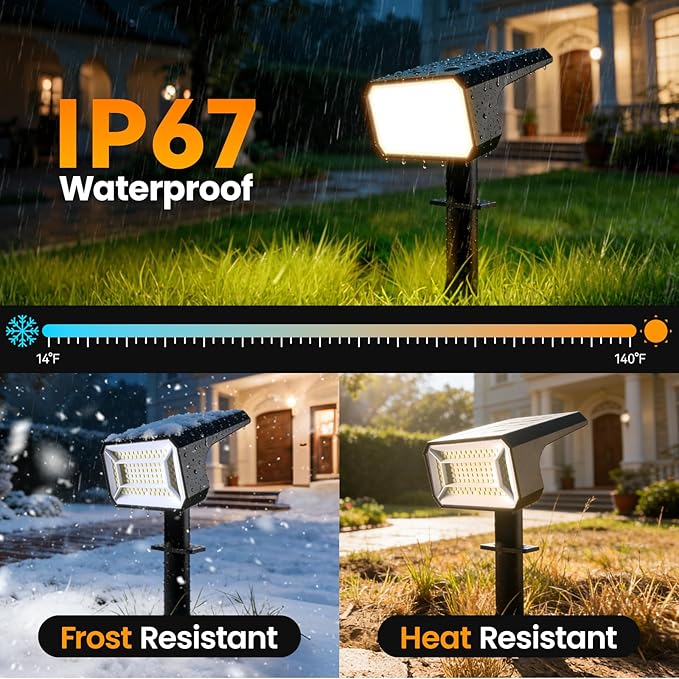 Fabrito 10 Pack Solar Spot Lights Outdoor Waterproof IP67, [108 LEDs, 4 Modes] Dusk to Dawn Spotlights with 1500mAh Battery for All Night, Landscape Lights for Tree, Yard, Pool, Pathway, Cool White
